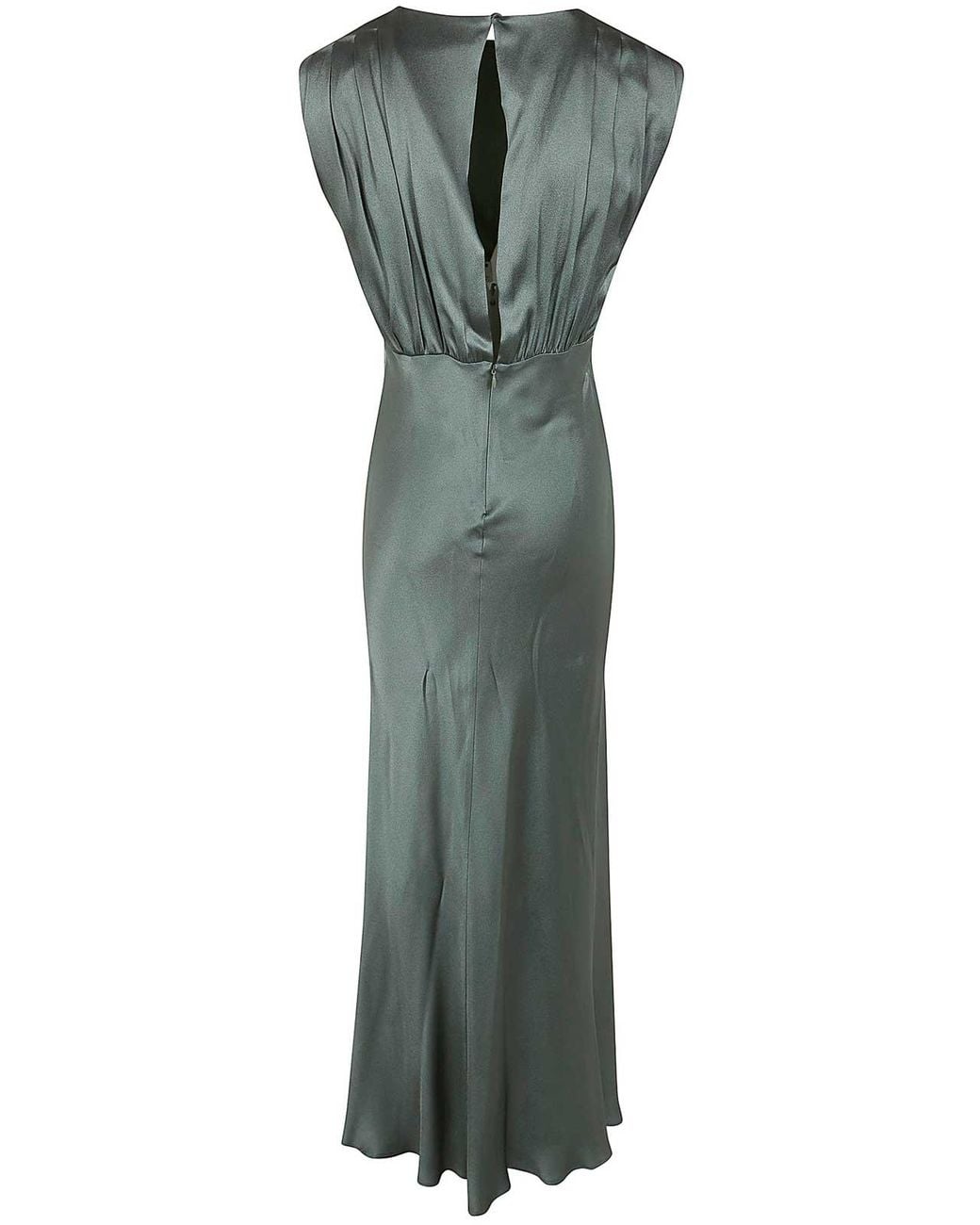 Semicouture Green Satin Long Dress