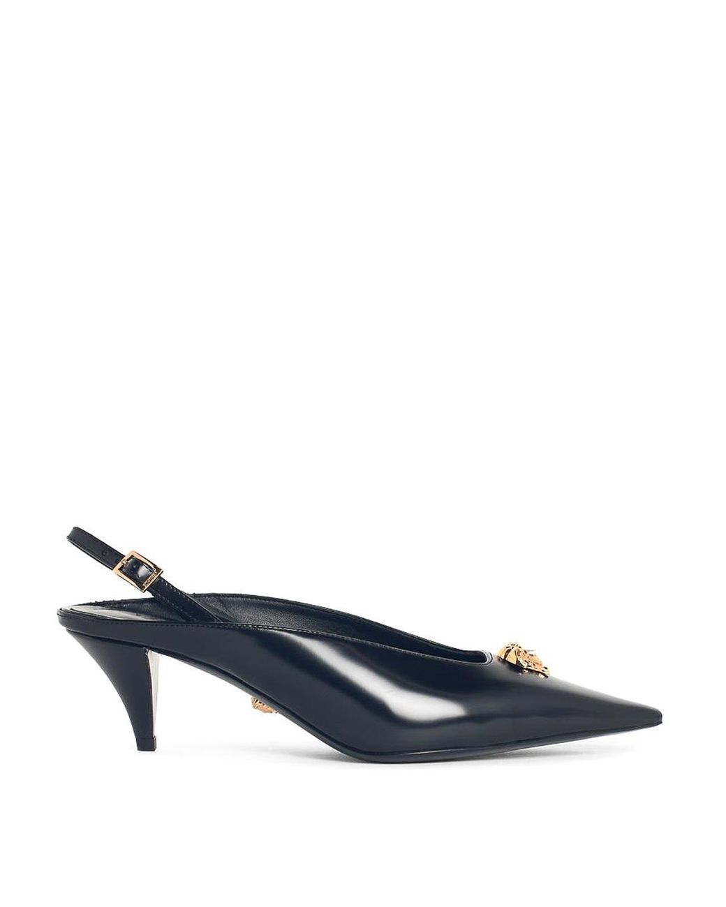 Versace Blue La Medusa Leather Slingbacks