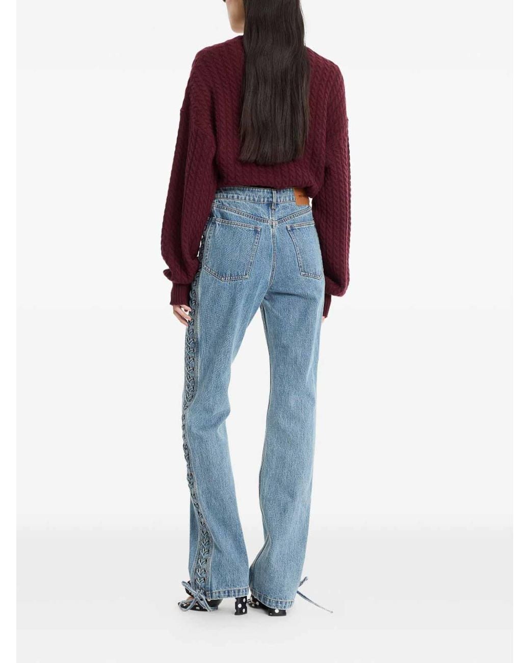 ROTATE BIRGER CHRISTENSEN Purple Burgundy Twisted-Knit Wool