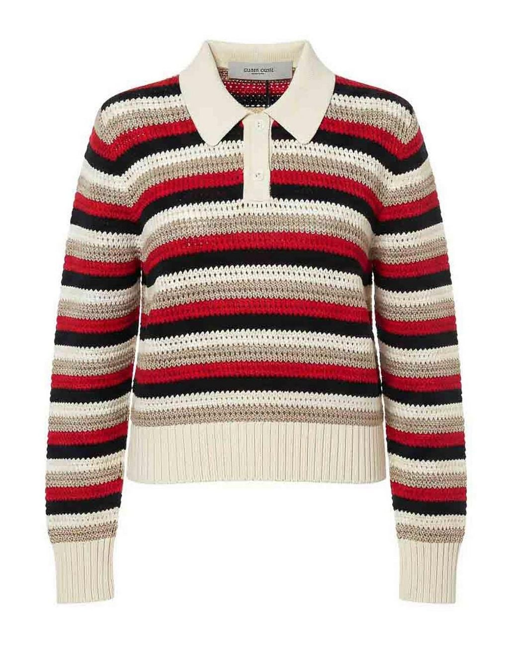 Golden Goose Deluxe Brand Red Journey Ws Knit Cropped Polo