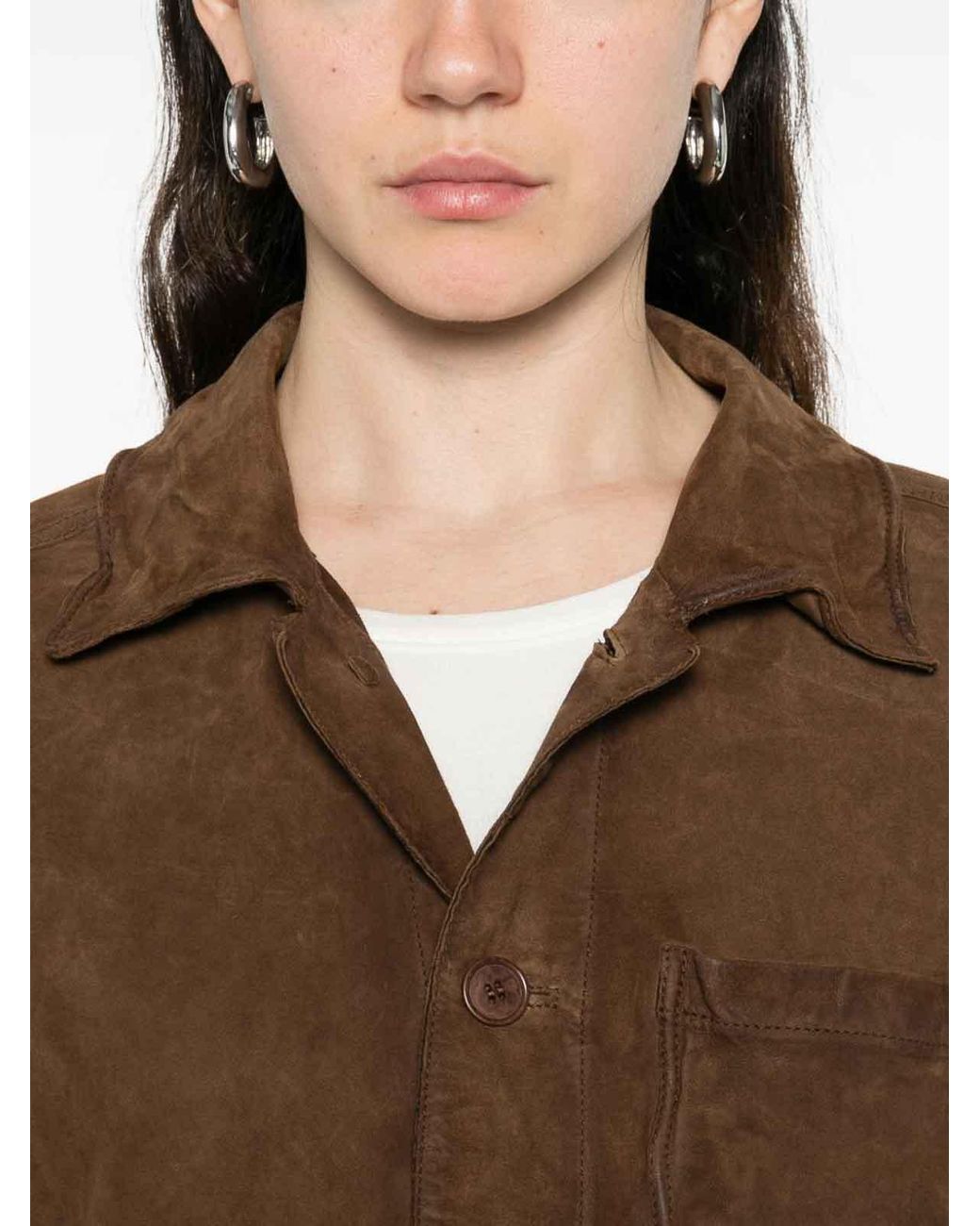 P.A.R.O.S.H. Brown Suede Leather Jacket