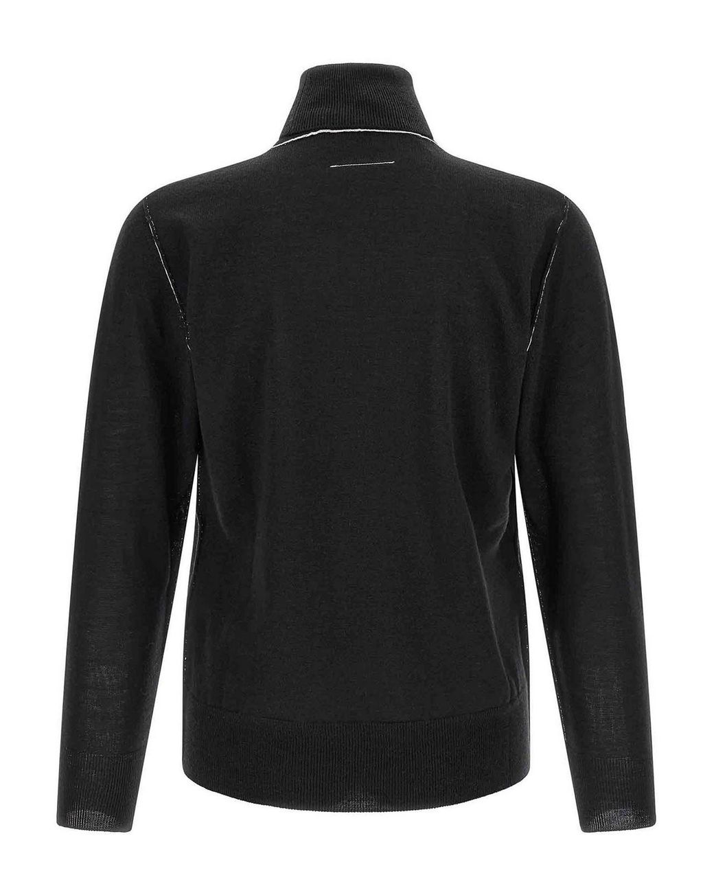 MM6 by Maison Margiela Black Turtleneck Sweater With Contrast Stitching for men