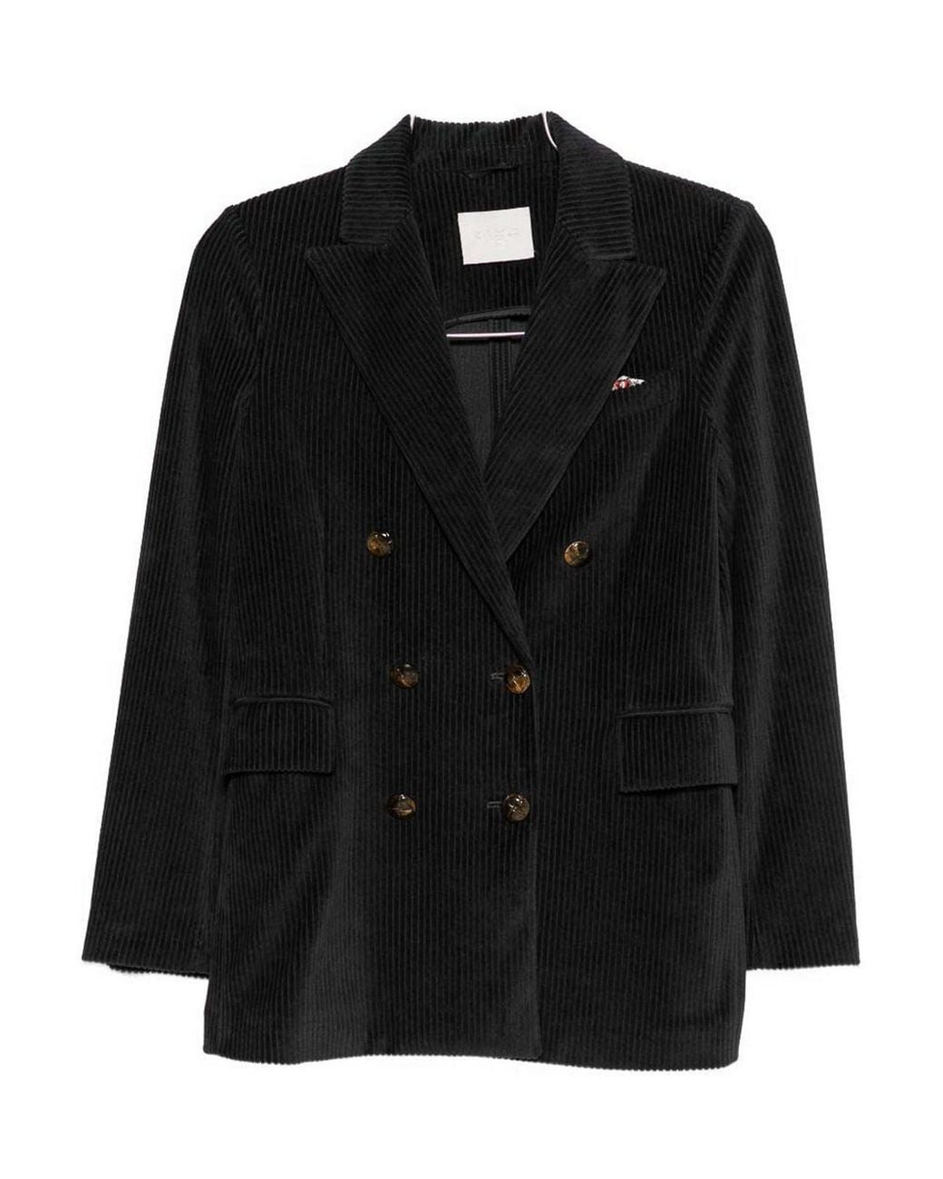 Circolo 1901 Black Cotton Double-Breasted Jacket