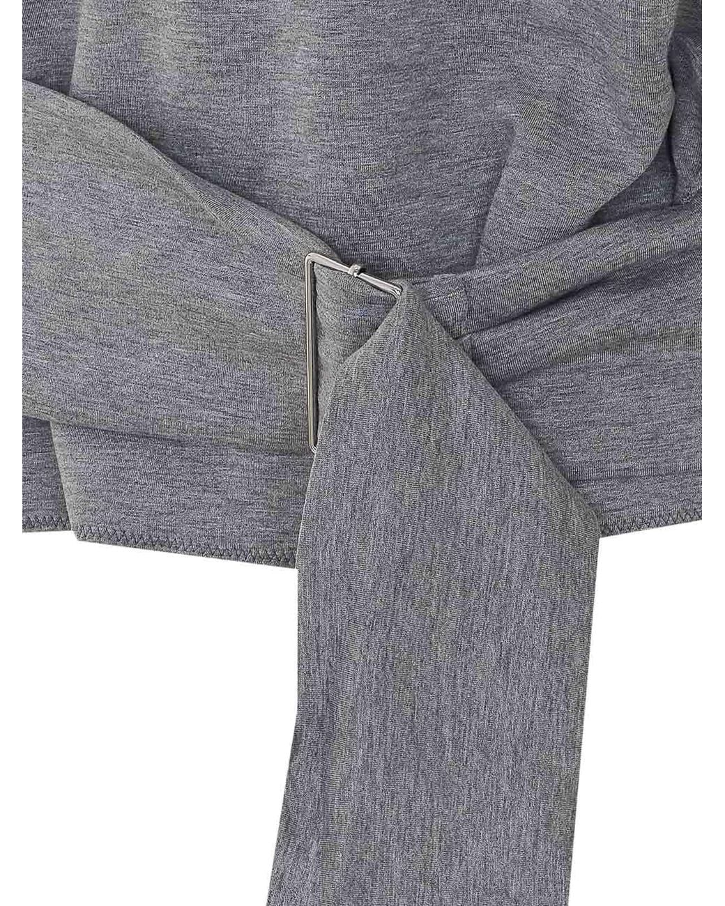 Lanvin Gray Long-Sleeves Belted Sweatshirt