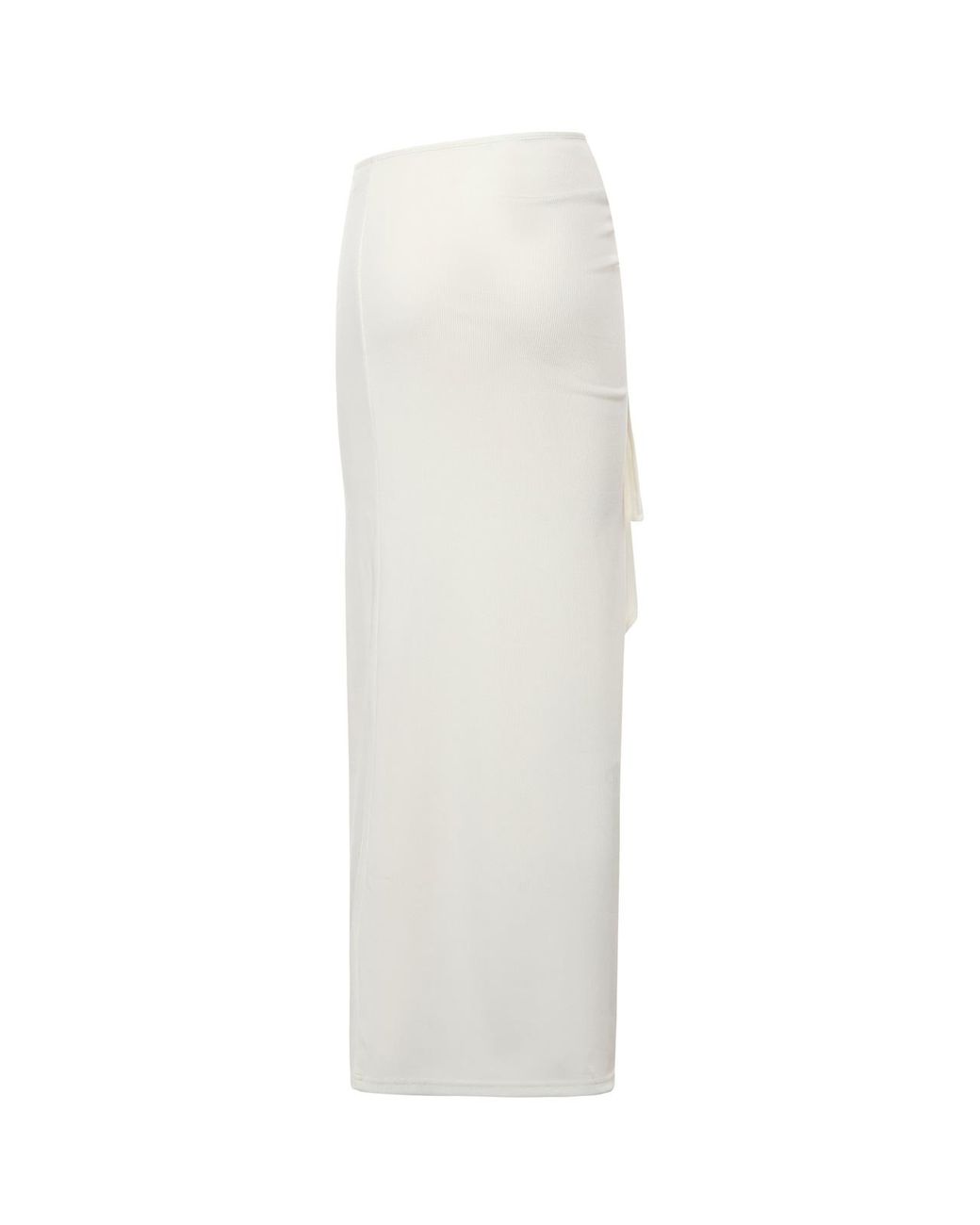 Christopher Esber White Crystal Ribbed Knit Long Skirt