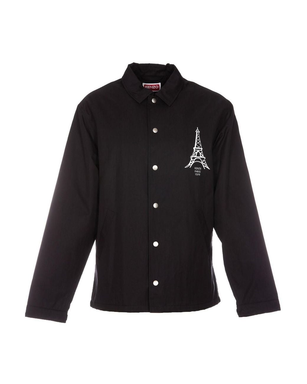 KENZO Black Front Logo Printed Jacket for men