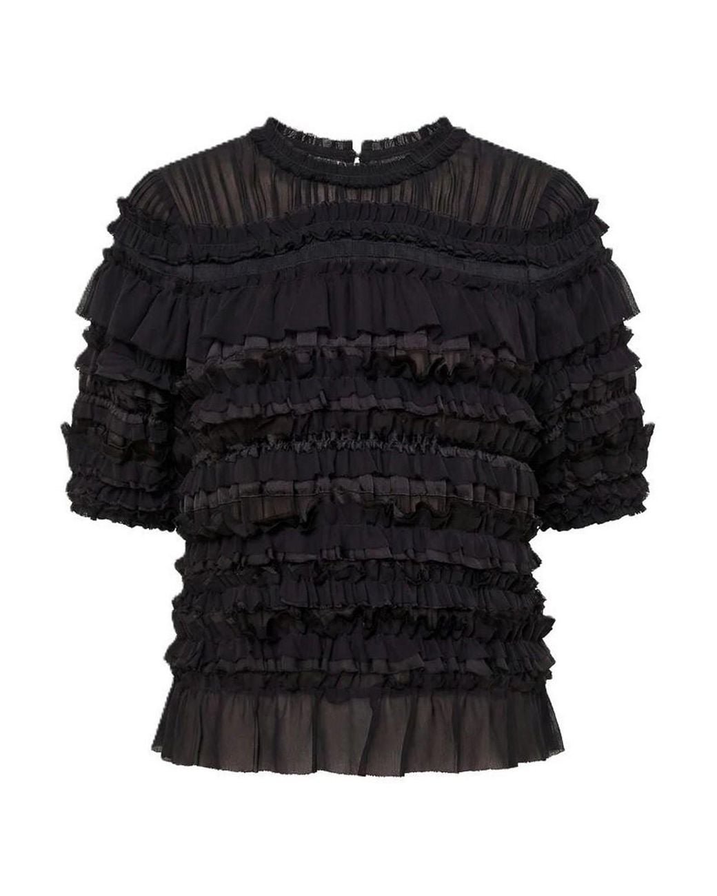 Ulla Johnson Black Pleated Top Mabel