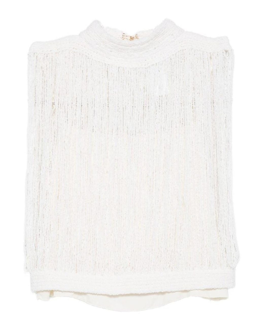 Fabiana Filippi White Wool And Silk Blend Top
