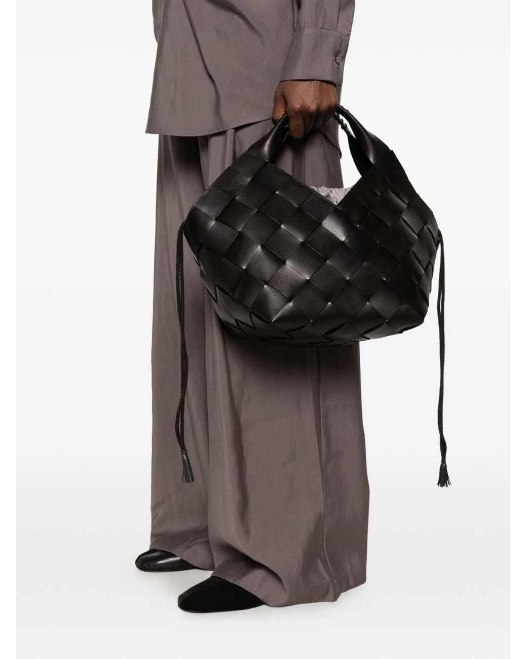 Dragon Diffusion Black Botteghe Woven Leather Bag