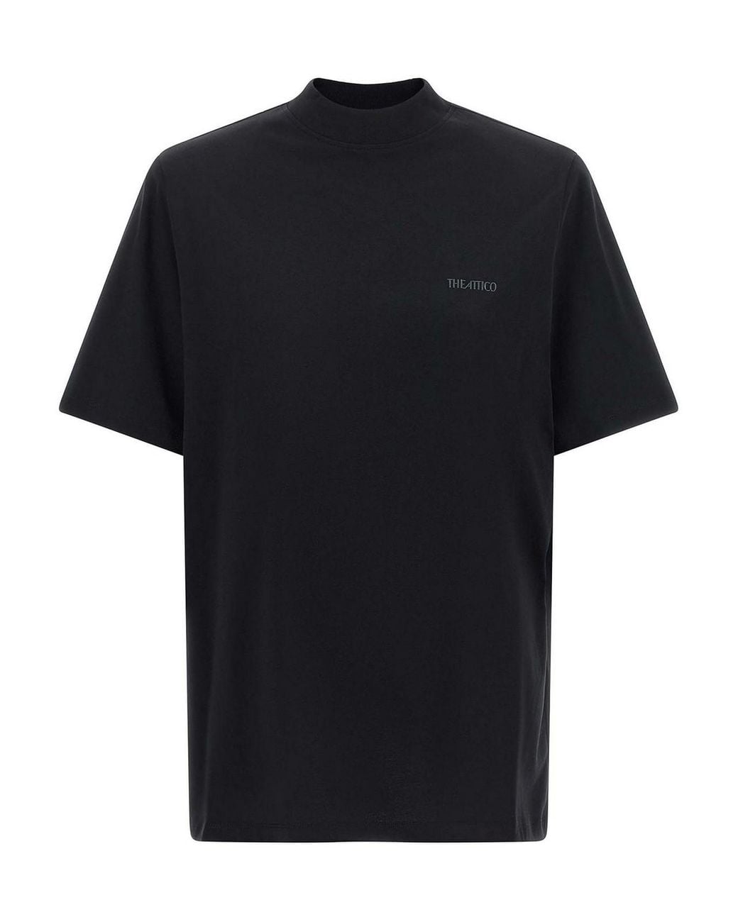 The Attico Black Mock-Neck T-Shirt