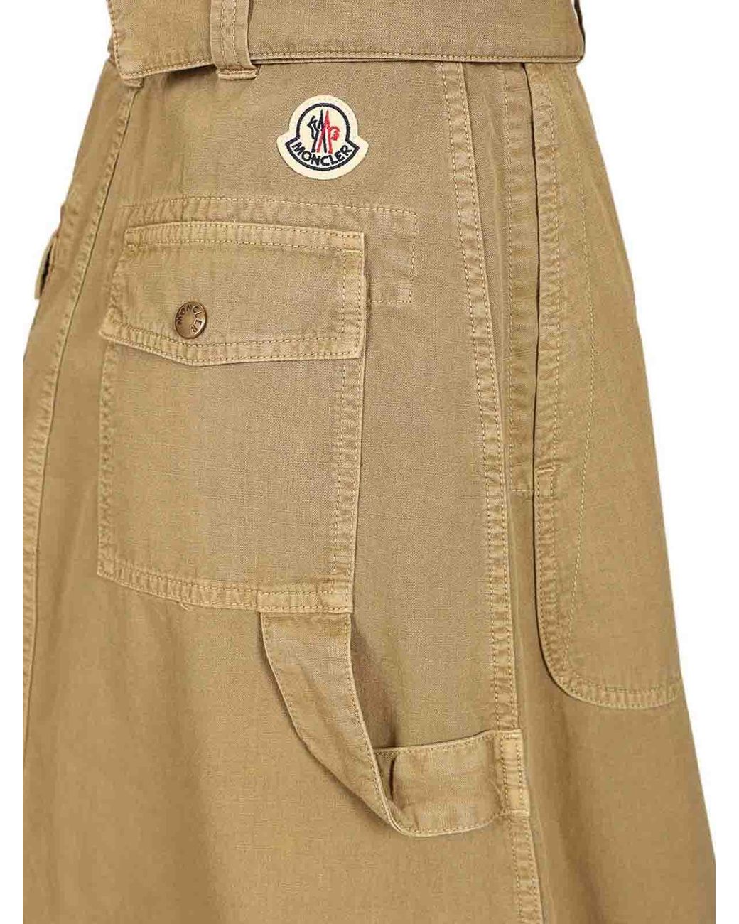 Moncler Natural Cotton Midi Skirt With Belt