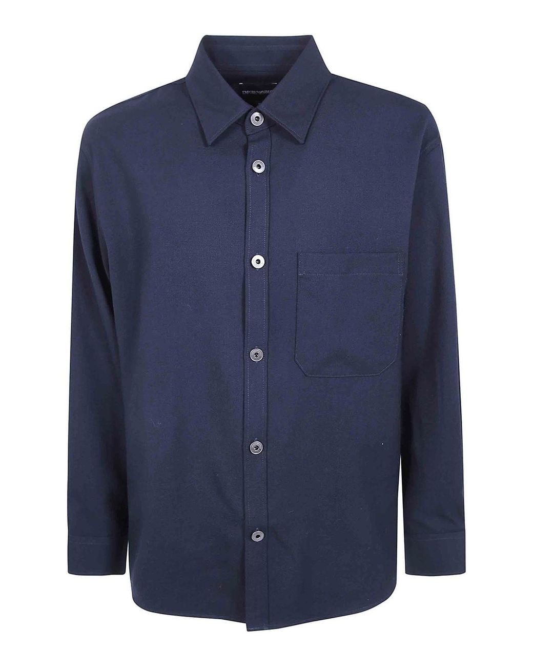 Emporio Armani Blue Chest-Pocket Shirt for men