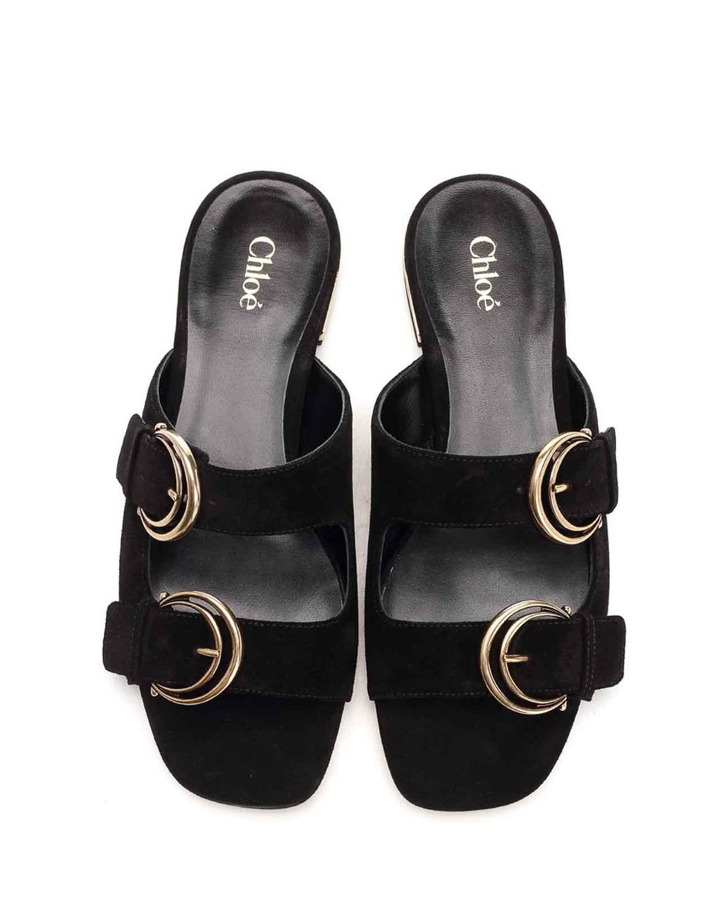 Chloé White Alize Flat Double C Buckle Sleepers
