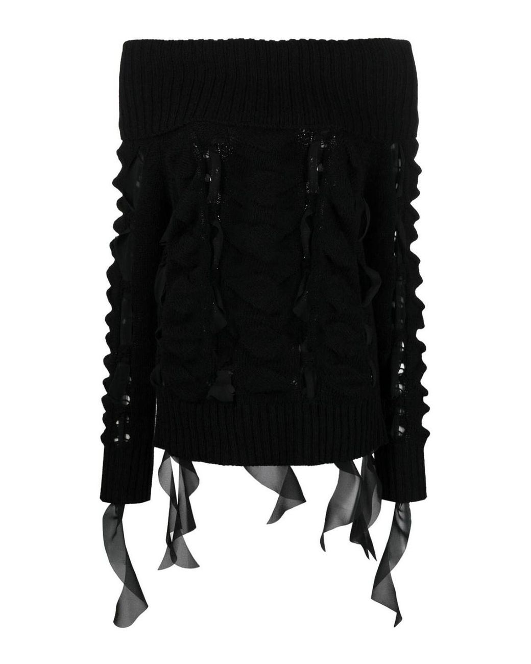 Blumarine Black Off-Shoulder Knitted Top