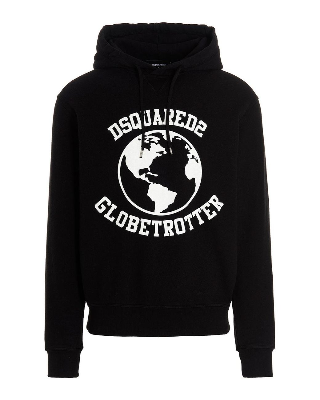 DSquared² Black Globetrotter Logo Printed Drawstring Hoodie for men