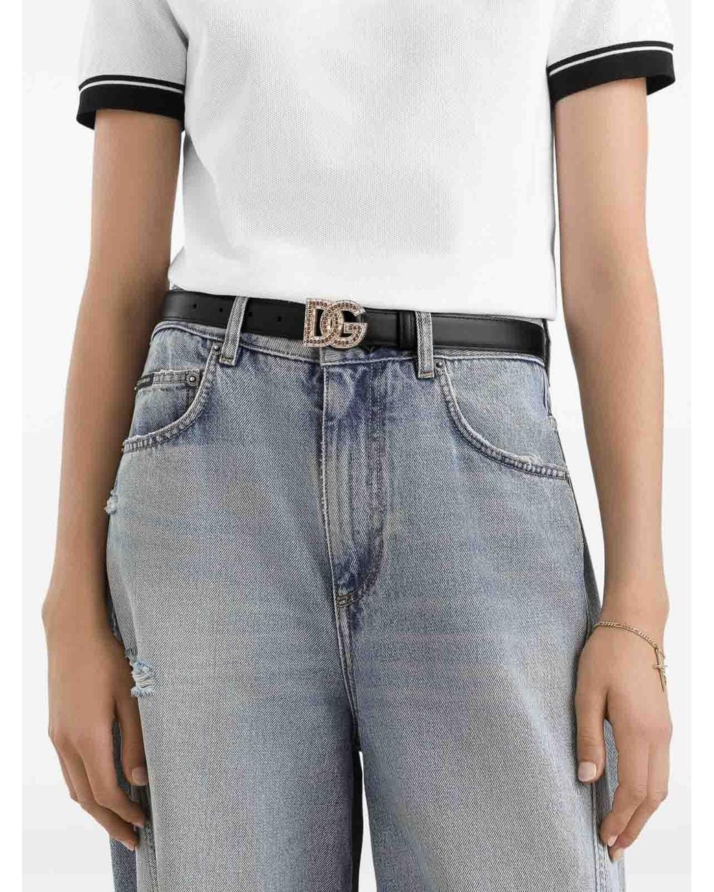 Dolce & Gabbana White Leather Belt