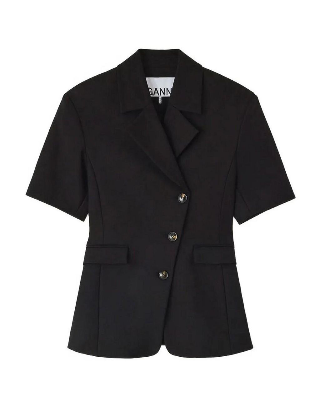 Ganni Black Short Sleeve Blazer