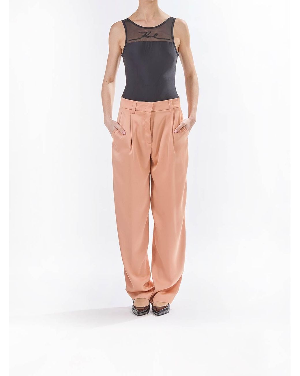Genny White Pantalone Envers Satin