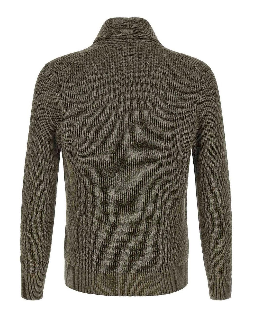 Brunello Cucinelli Green Malfil Cotton Cardigan for men