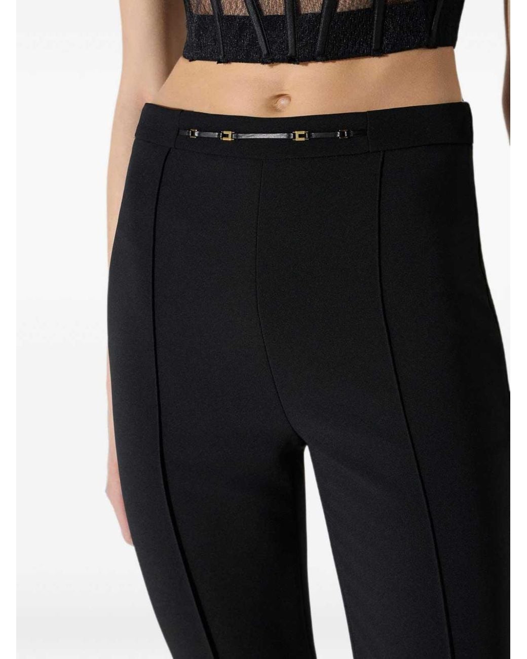 Elisabetta Franchi Blue Slim-Fit Trousers With Jewel Details