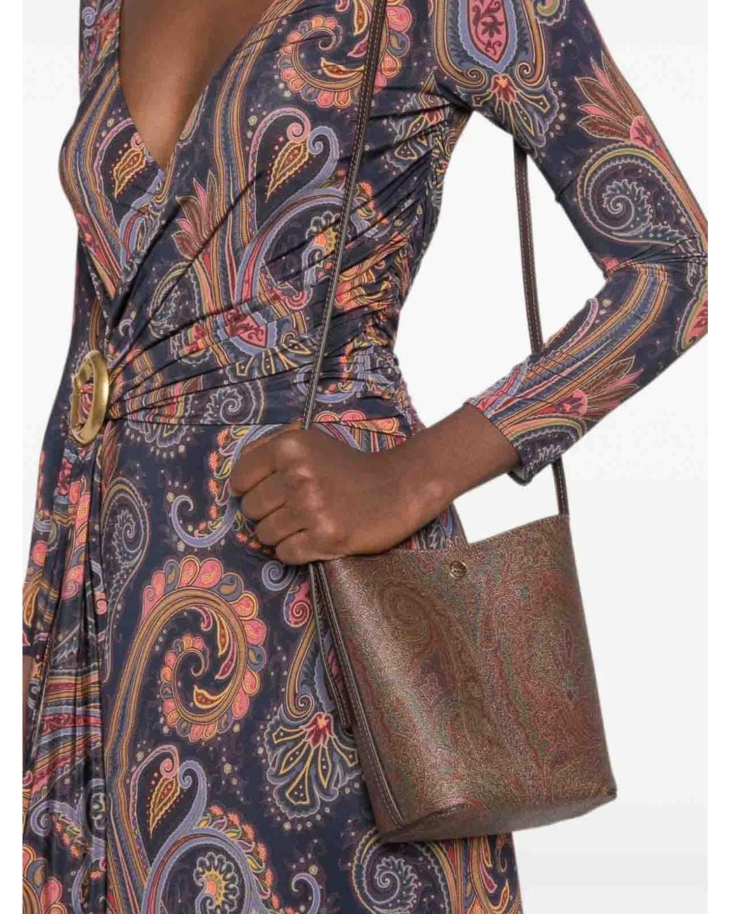 Etro White Arnica Paisley Bucket Bag