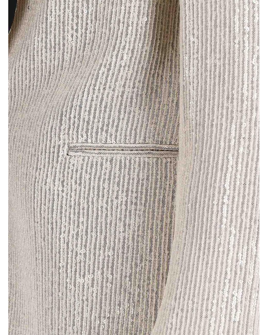 Lardini Natural Single-Breasted Sequin Blazer