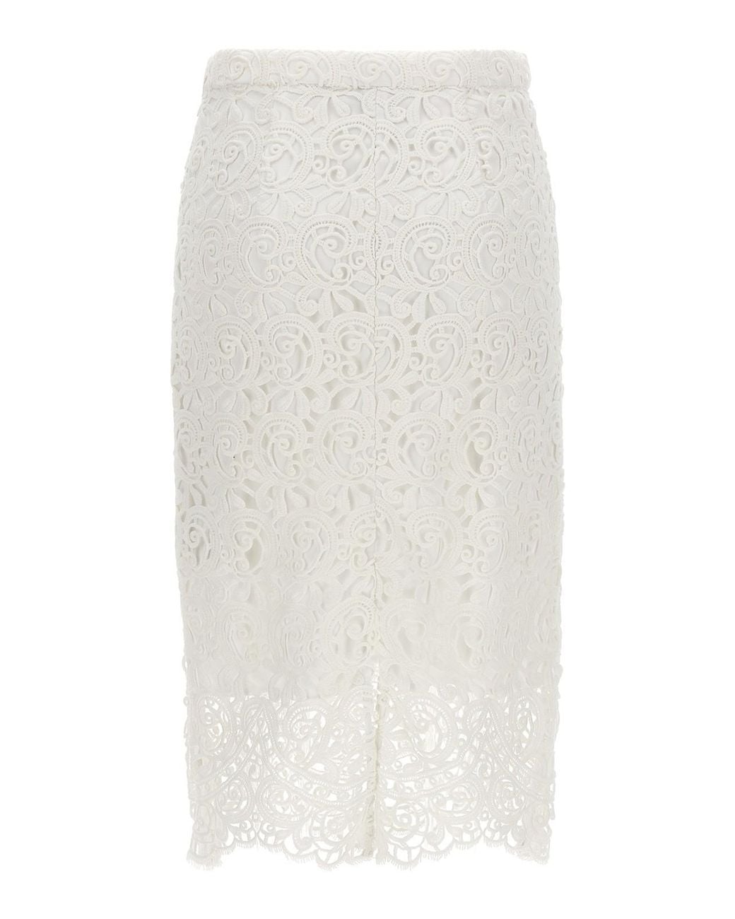 Burberry White Lace Skirt
