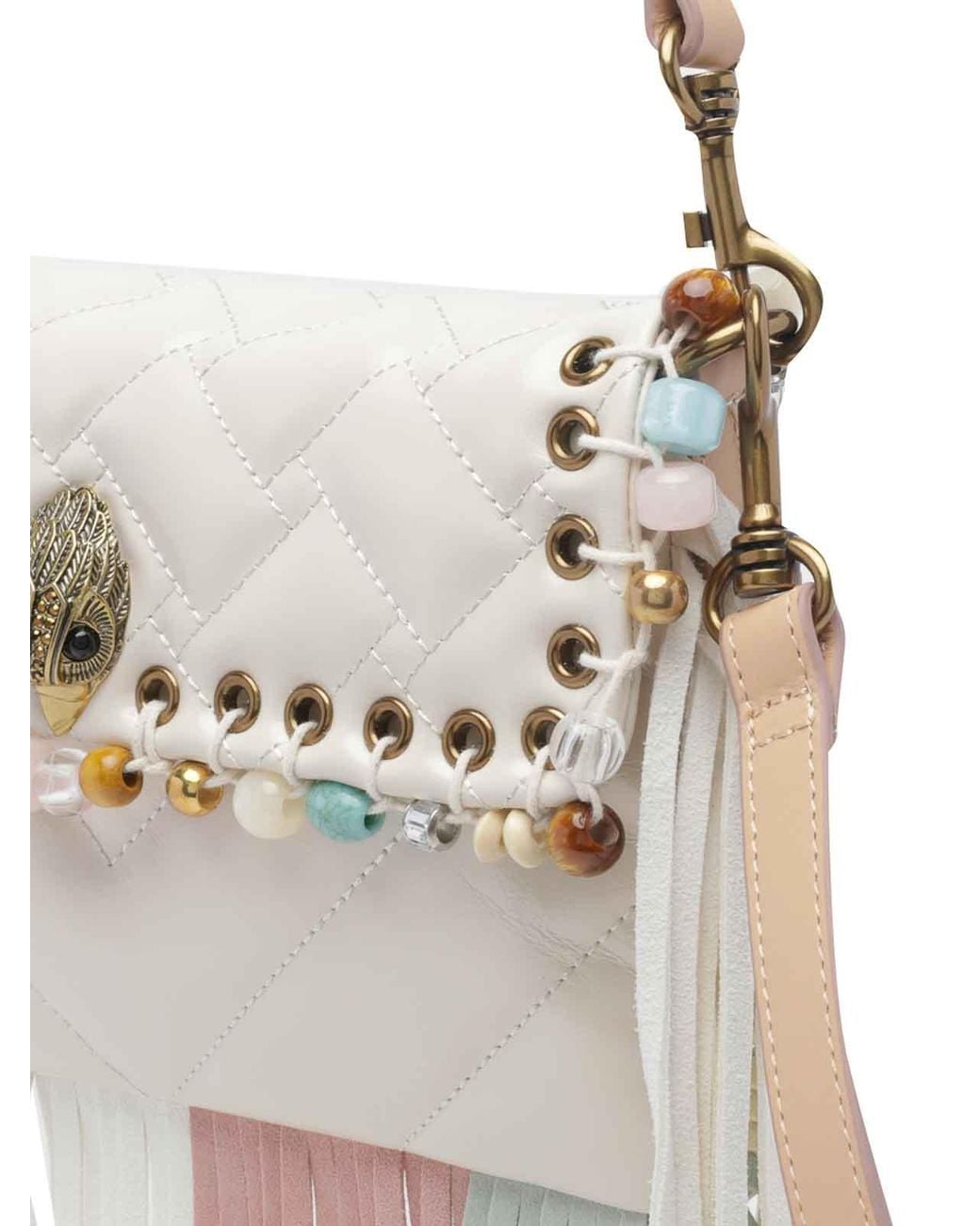 Kurt Geiger White Small Oxford Fringes Shoulder Bag