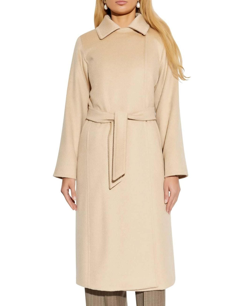 Max Mara Natural Riccio Camel Coat With Belt
