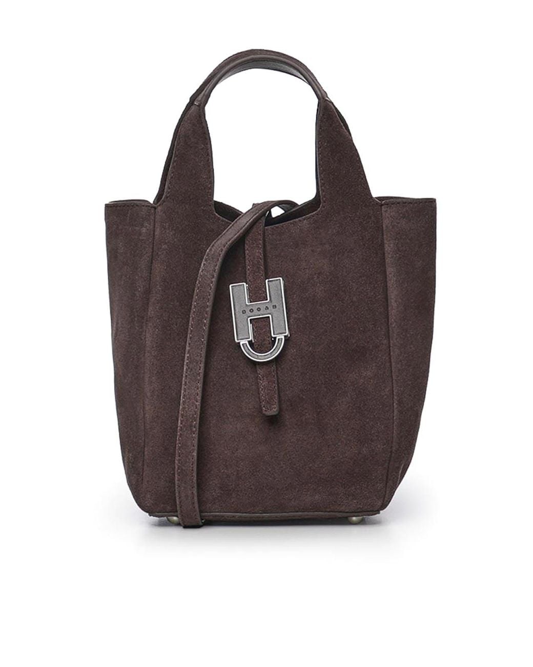 Hogan Brown Trend Mini Suede Shopping Bag