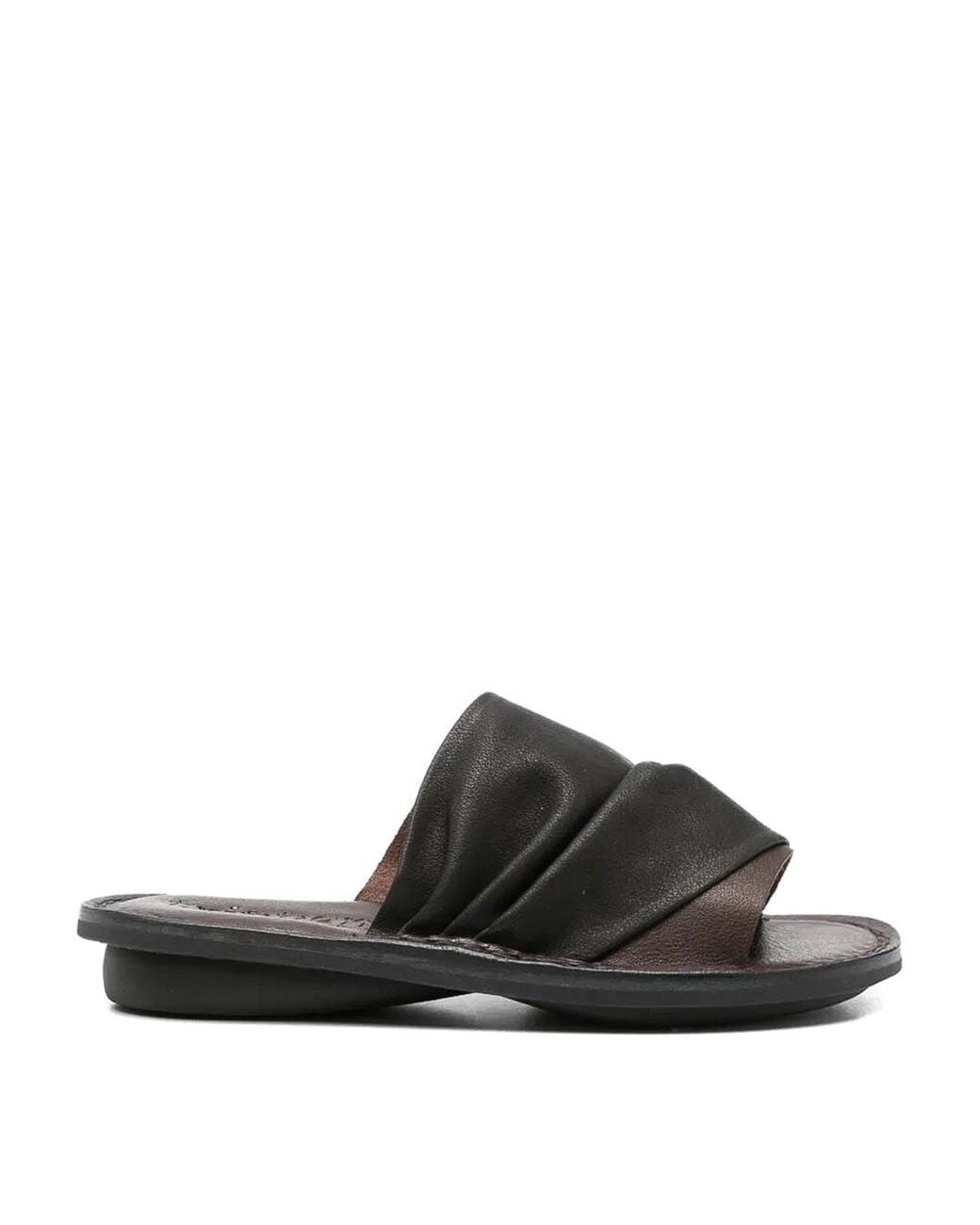 Trippen Black Drift Flat Sandals