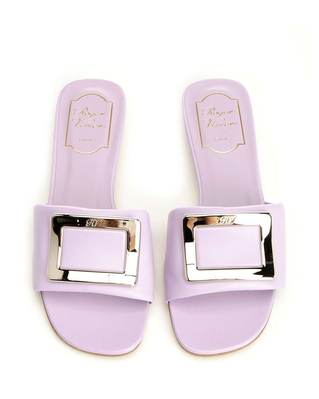 Roger Vivier Pink Belle Vivier Leather Mules