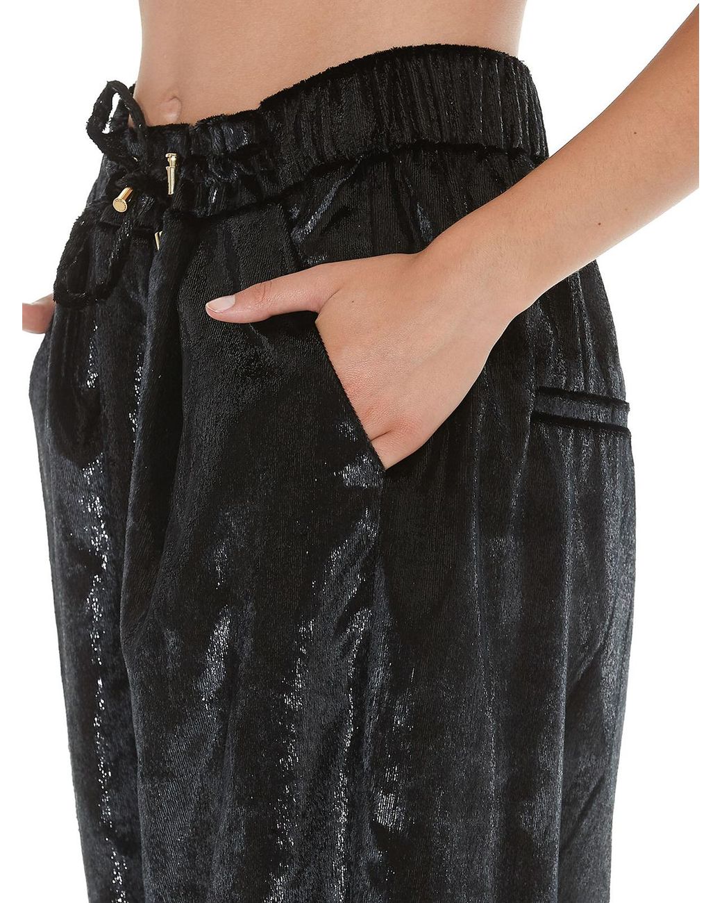 Balmain Black Shimmering Palazzo Trousers