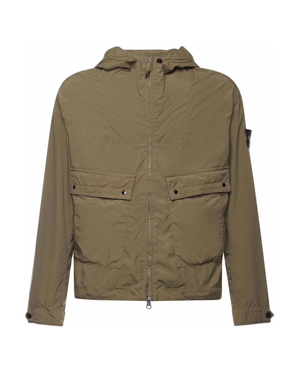 Stone Island Green Zip-Up Hooded Jacket for men