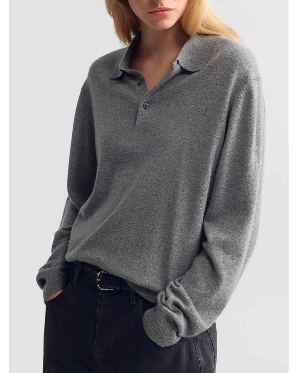 Nili Lotan Gray 'Jovan' Polo Neck Sweater