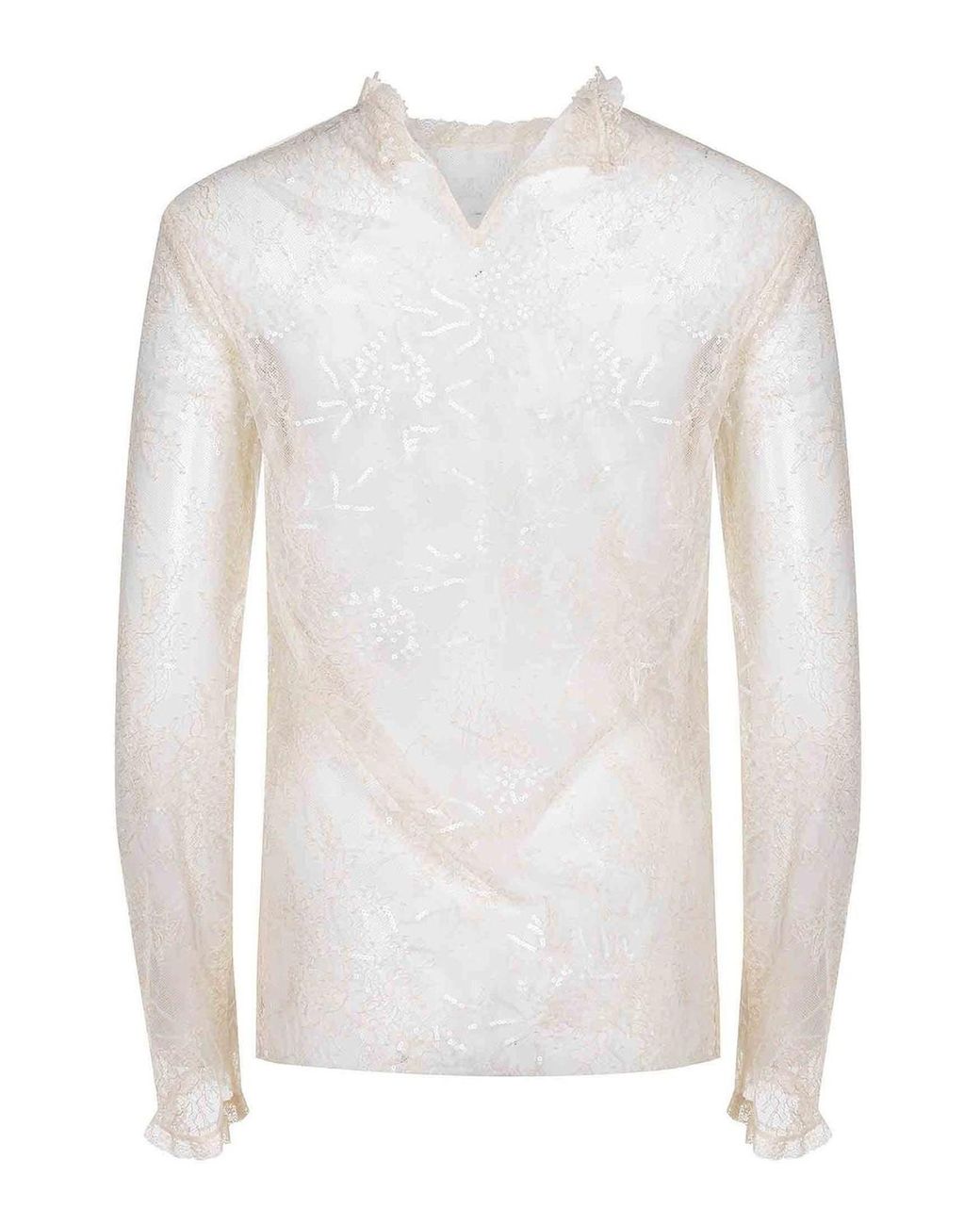 Alberta Ferretti White Shirt Made Of Lace