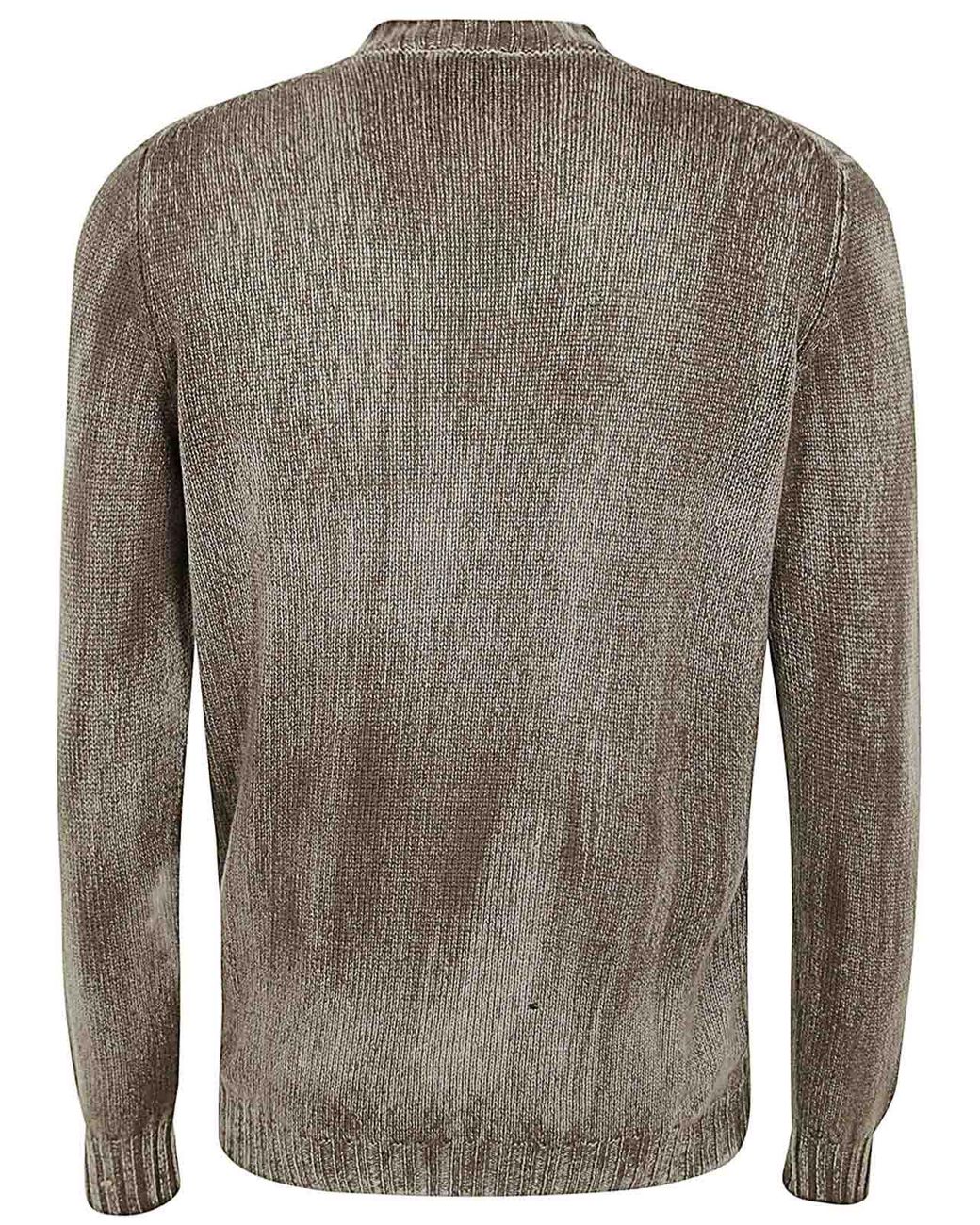 Avant Toi Gray Tonal Effect Round Neck Off Gauge Pullover for men