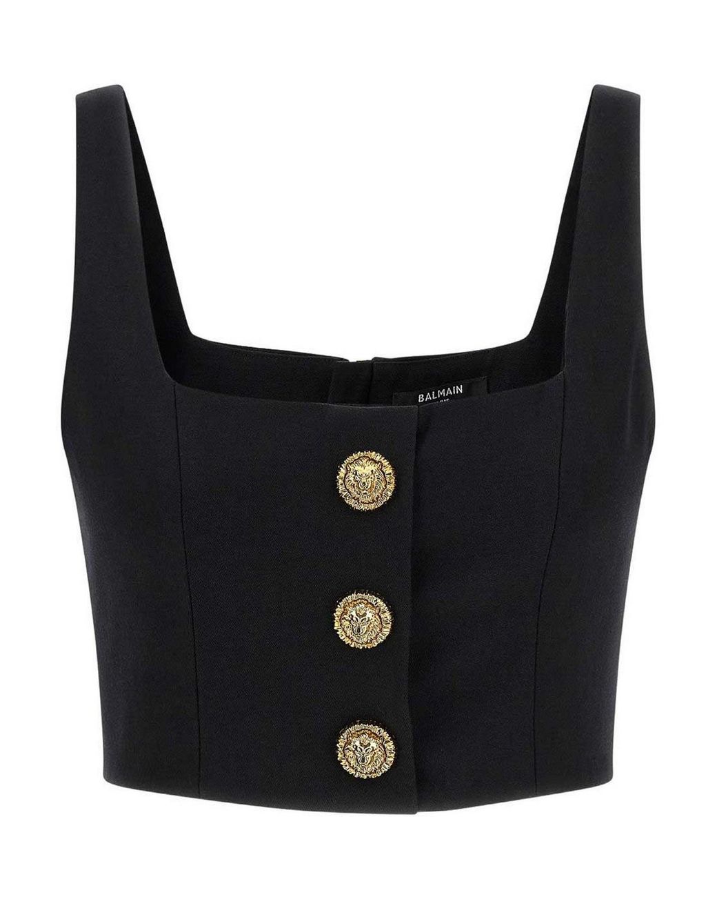 Balmain Black Wool Brassiere Top