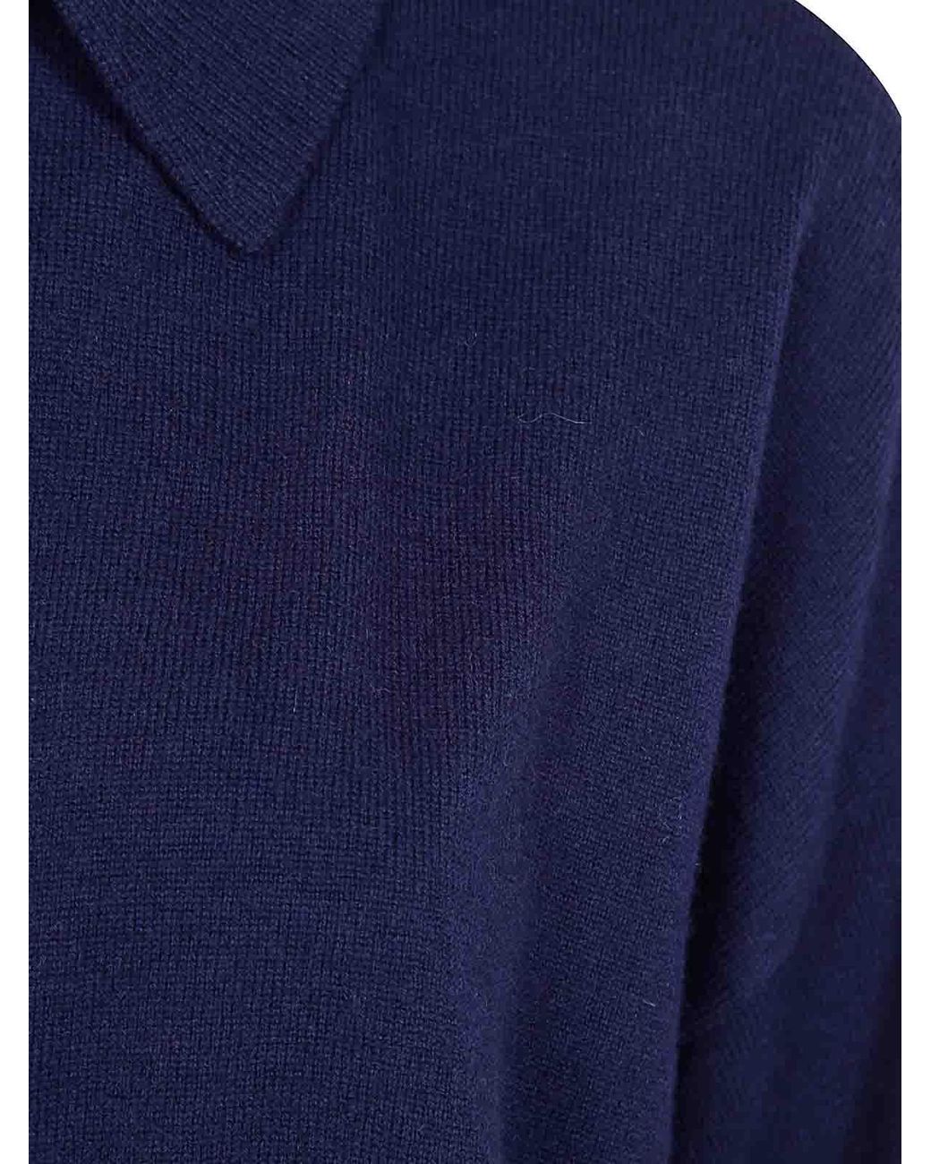 Seventy Blue Wool Cashmere Blend Polo Neck Sweater