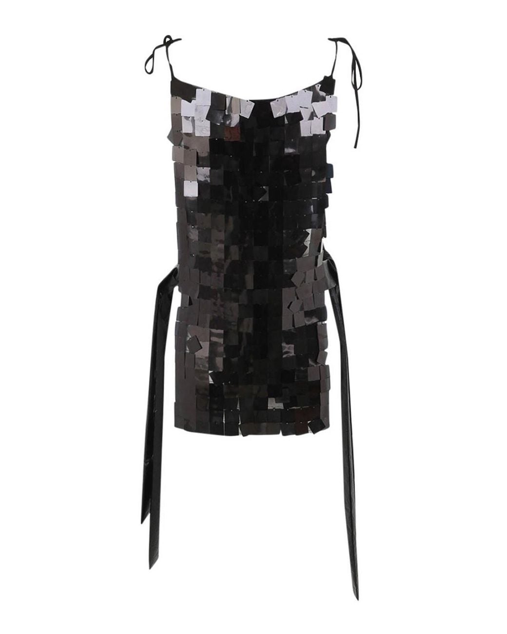 Maria Calderara Black Corazza Macro Square Sequins On Tulle Dress