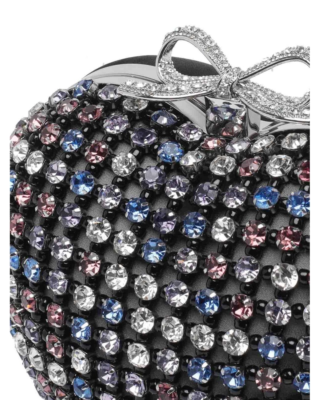 Self-Portrait White Crystal Heart Clutch