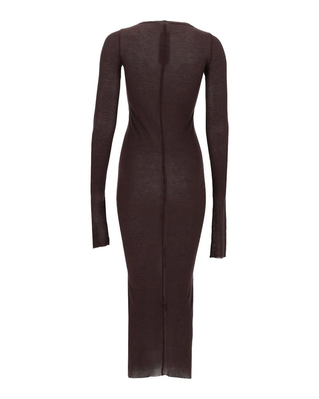 Rick Owens Brown Long-Sleeved Midi Dress