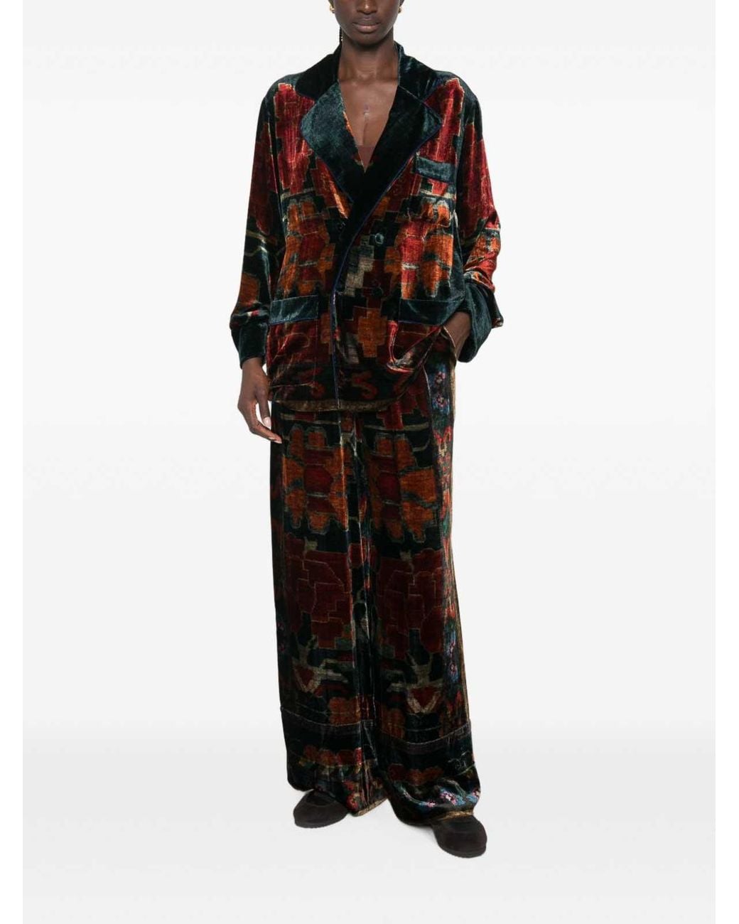 Pierre Louis Mascia Black Printed Wide-Leg Trousers
