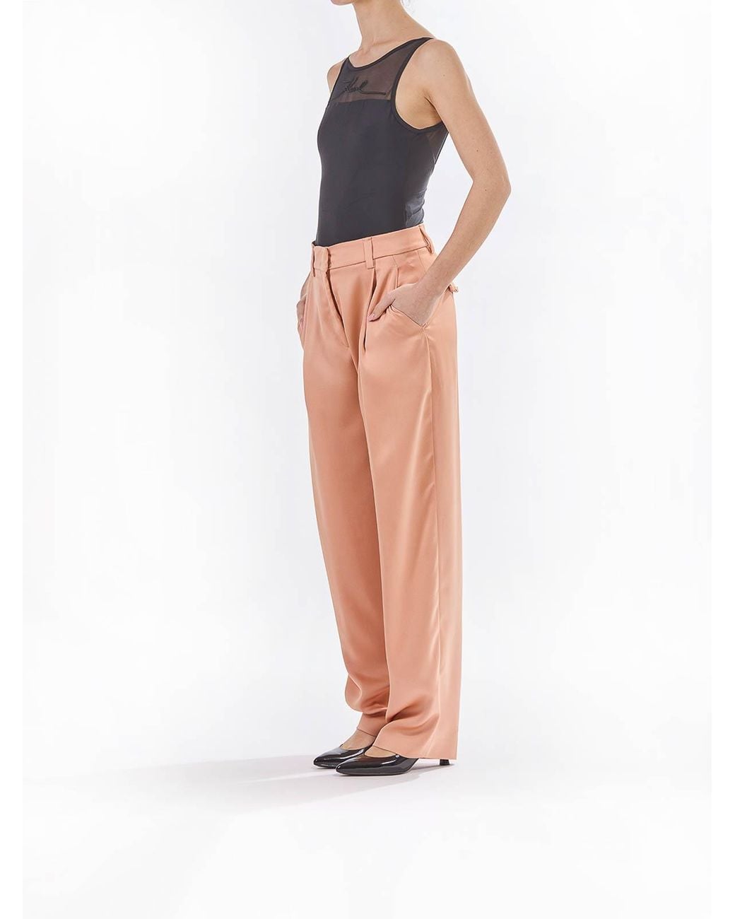 Genny White Pantalone Envers Satin