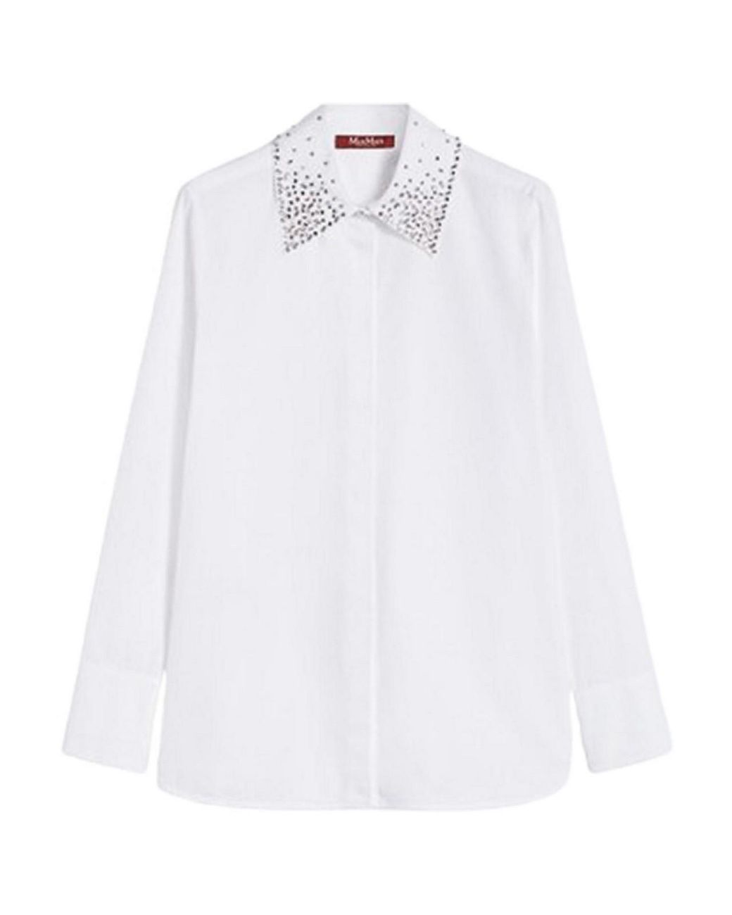 Max Mara White Staffa Poplin Shirt With Crystals By
