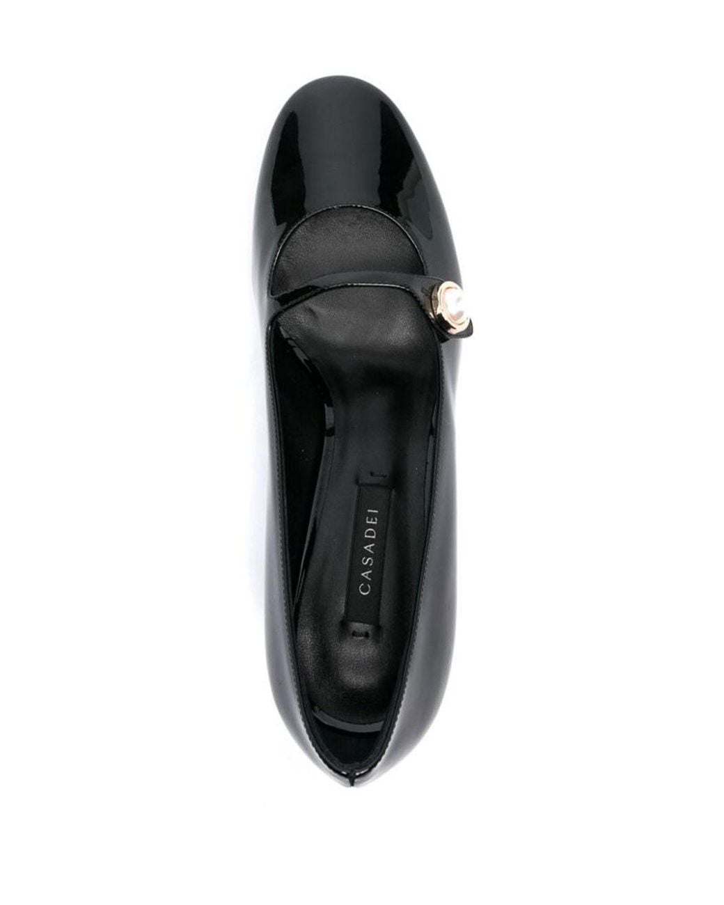 Casadei Black Round Toe Mid Block Slip-On Shoes