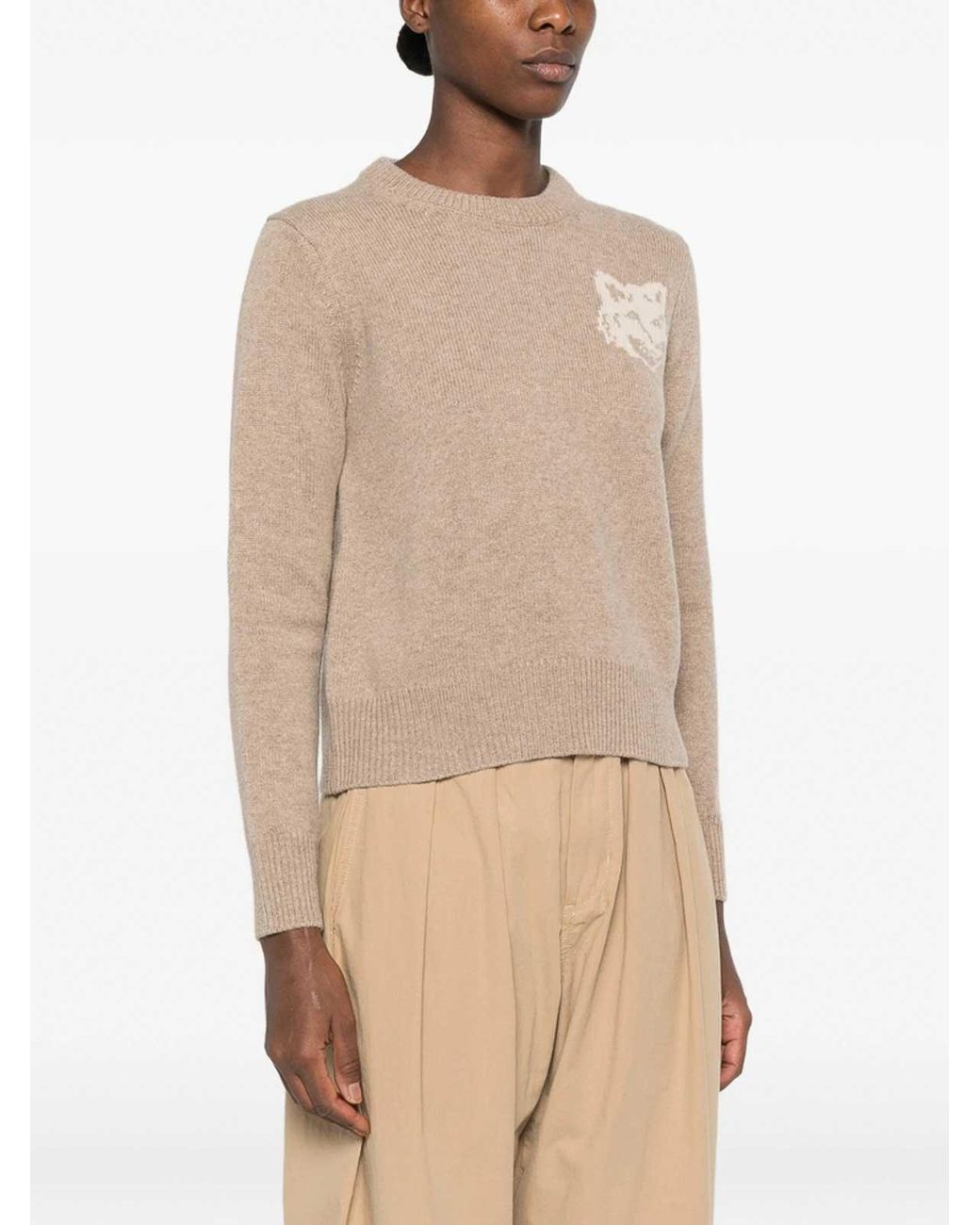 Pull Col Rond Maison Kitsuné en coloris Natural