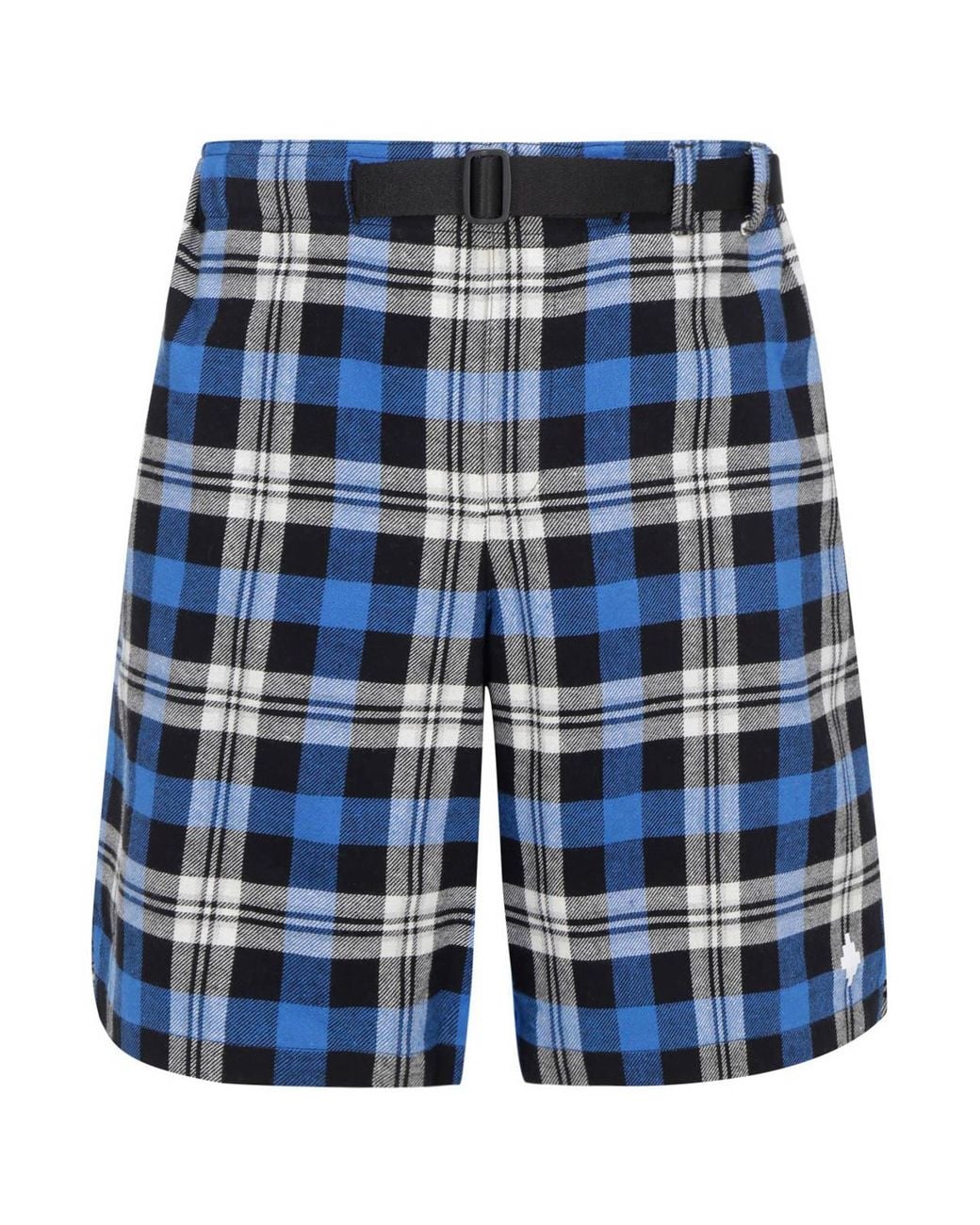 Marcelo Burlon Blue Checked Cotton Blend Shorts for men