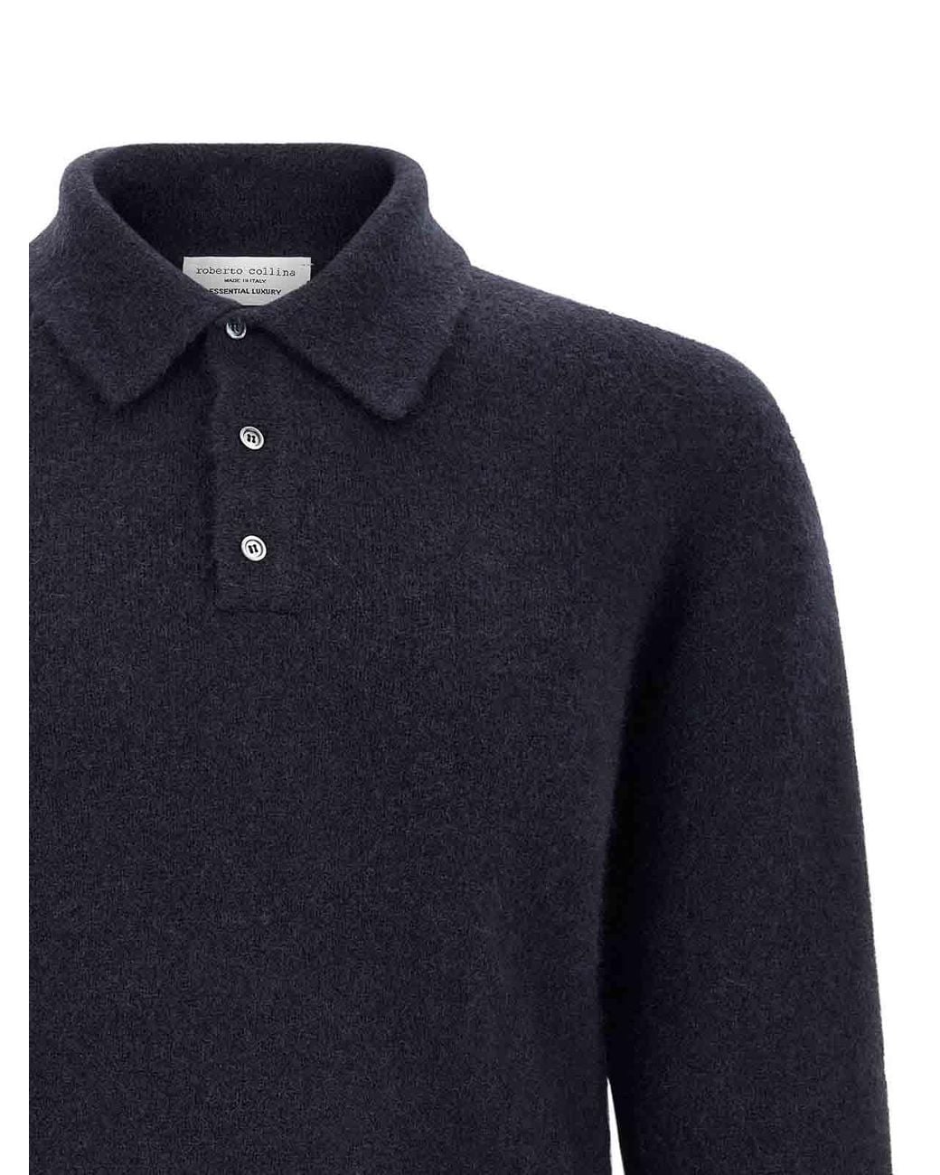 Roberto Collina Blue Cashmere And Silk Polo Shirt for men