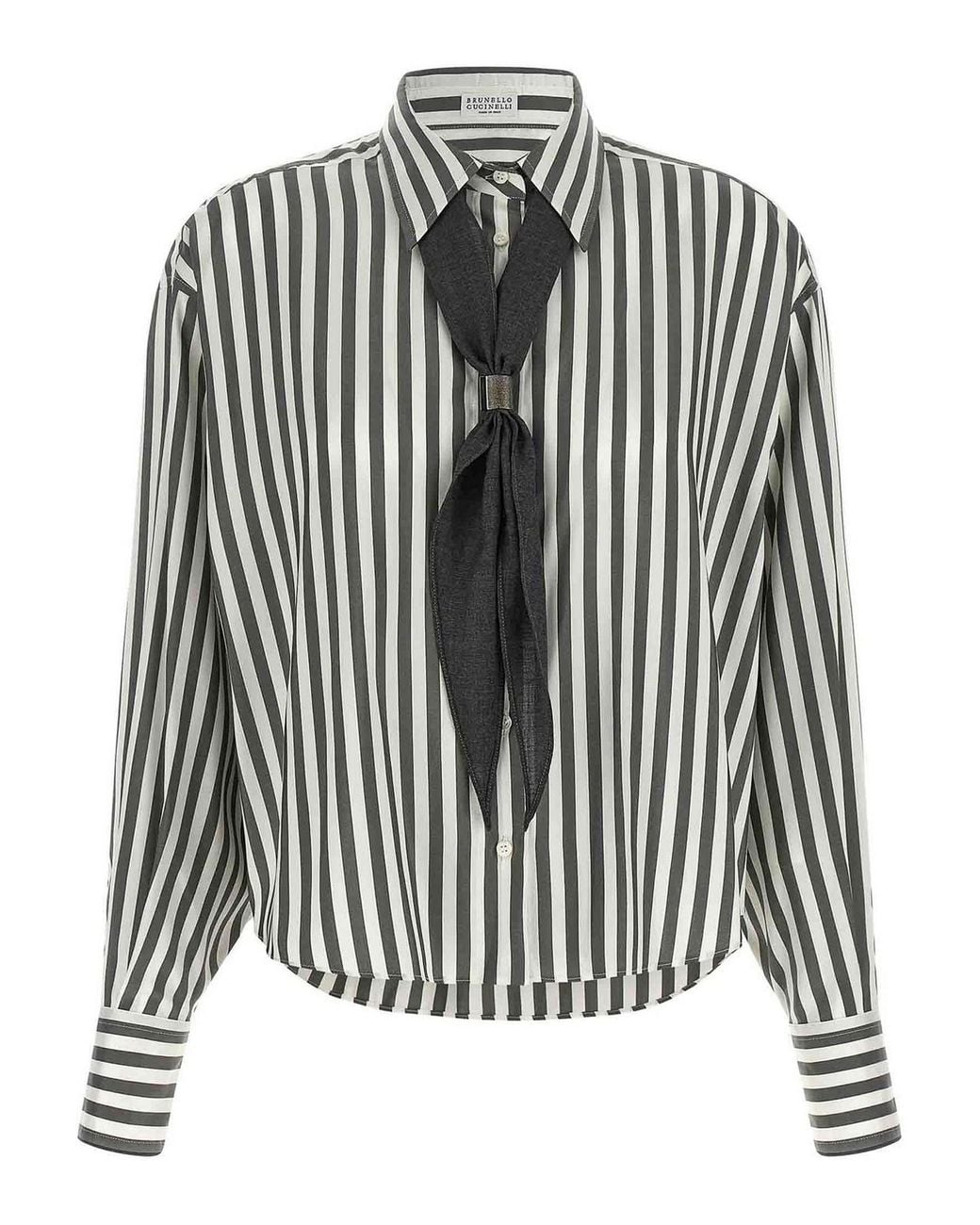 Brunello Cucinelli Black Shirt With Scarf